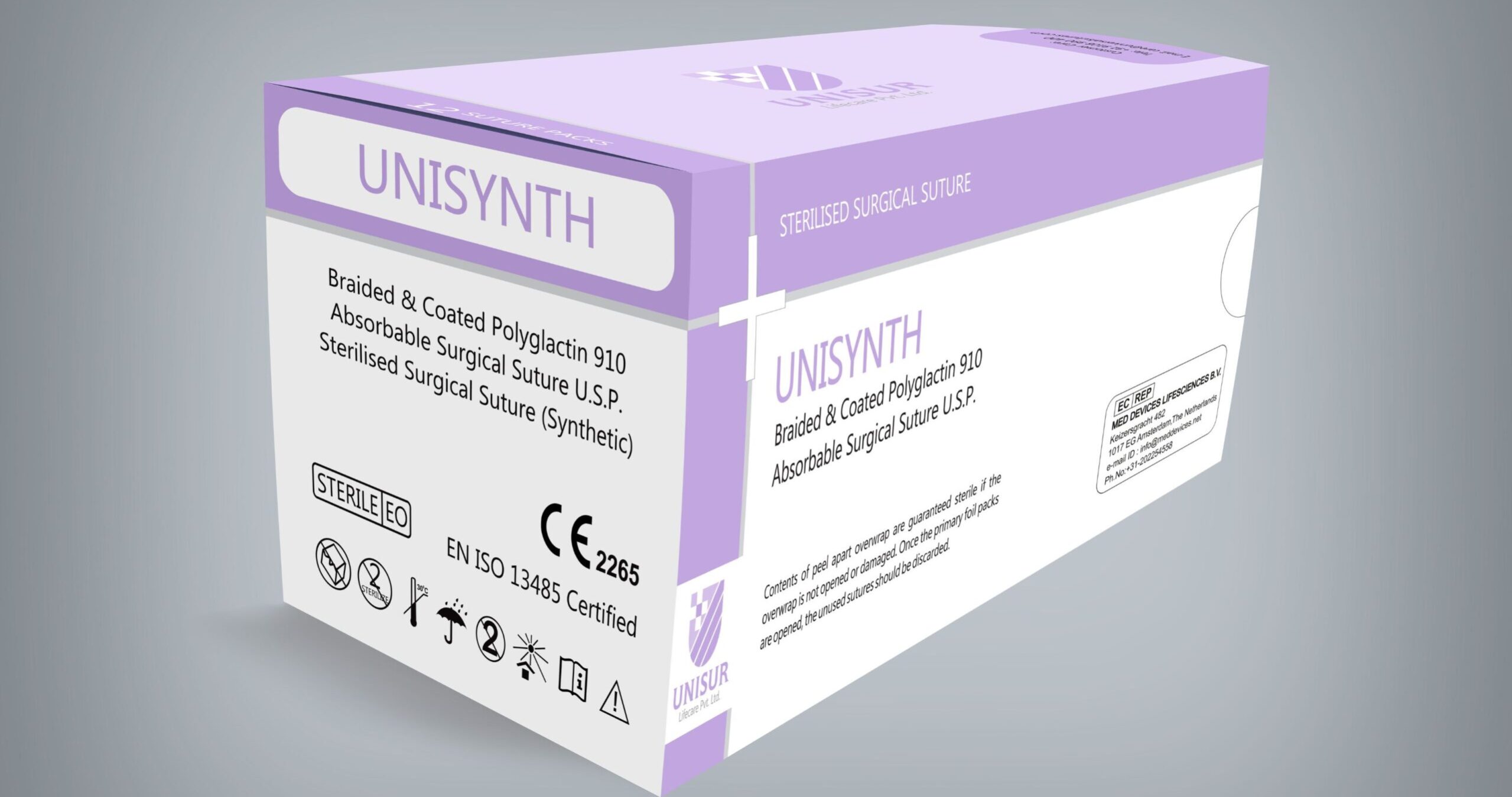 Polyglactin 910 Suture (UNISYNTH) 1 Polyglactin 910 Suture Box Imagen