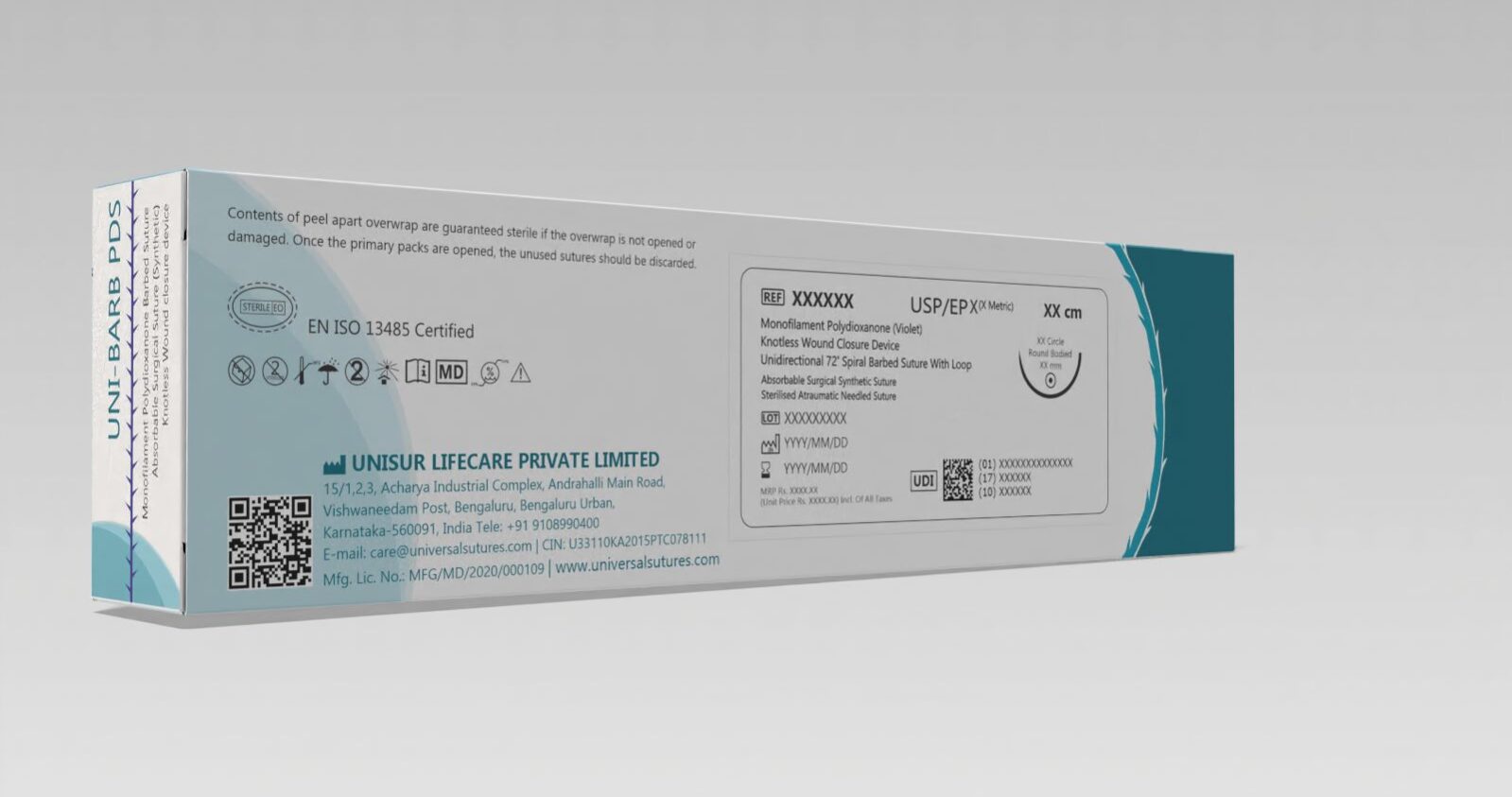 UNI-BARB PDS – Monofilament Polydioxanone Barbed Suture view 2